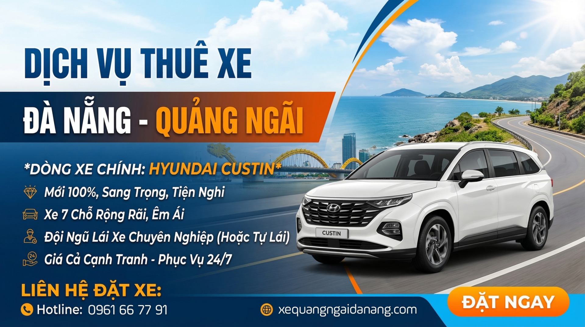 Thuê xe Quảng Ngãi đi Đà Nẵng